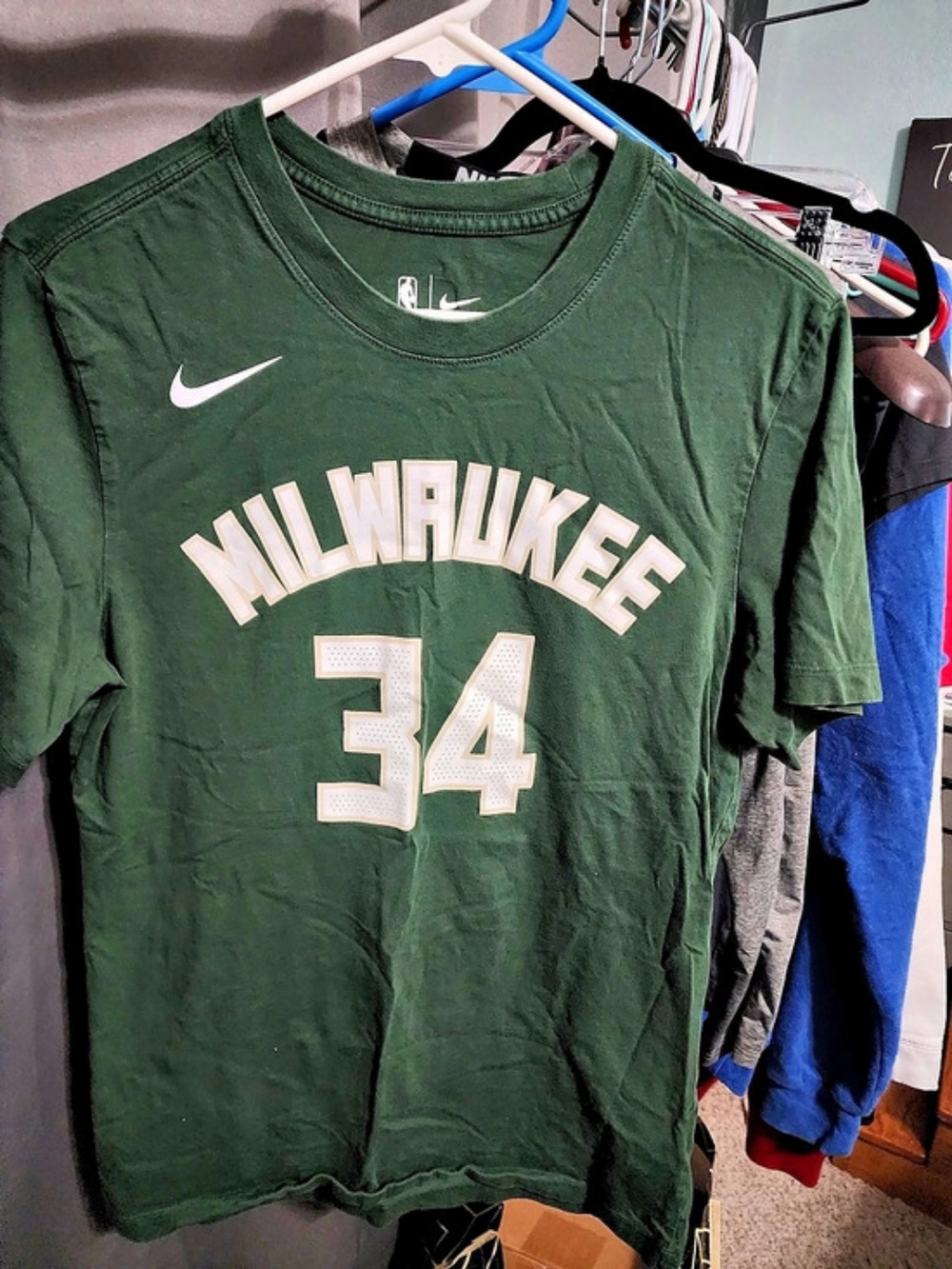 Nike NBA Milwaukee Bucks Giannis Antetokounmpo 34 The Nike Tee Green & White